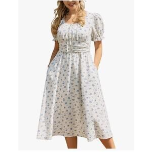 Scarlet Darkness Victorian Floral Dress Renaissance Ren Faire Cottagecore Large